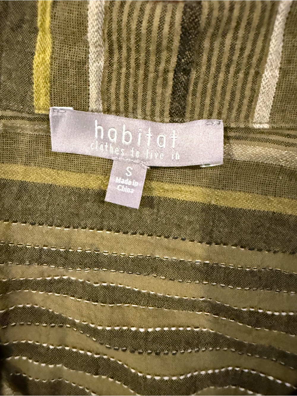 Habitat Change Your Stripes Mixed Stripe Pocket Button Front Shirt Olive Green S - Picture 4 of 12